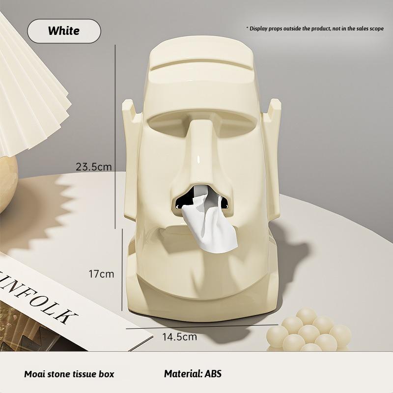 Glasses Earphone Storage Rack Multi-Function Desktop Storage Creative Moai Tissue Box for Bedroom or Office Table Decorative