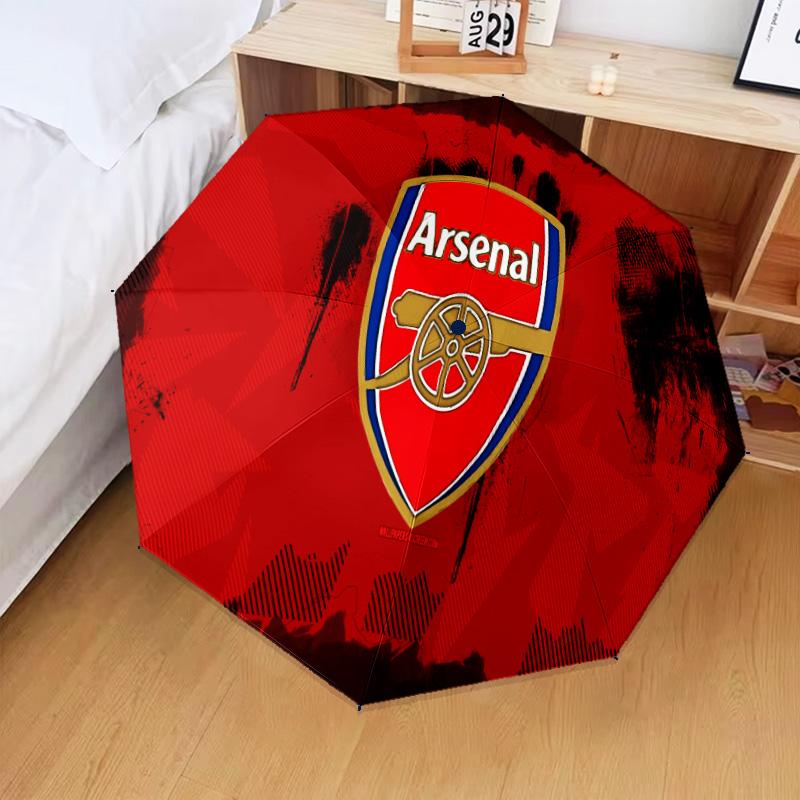 Arsenal Football Club Crest Automatic Folding Umbrella - 8-Rib Travel Umbrella with Auto Open/Close & Portable Gifts for Holidays or Birthdays