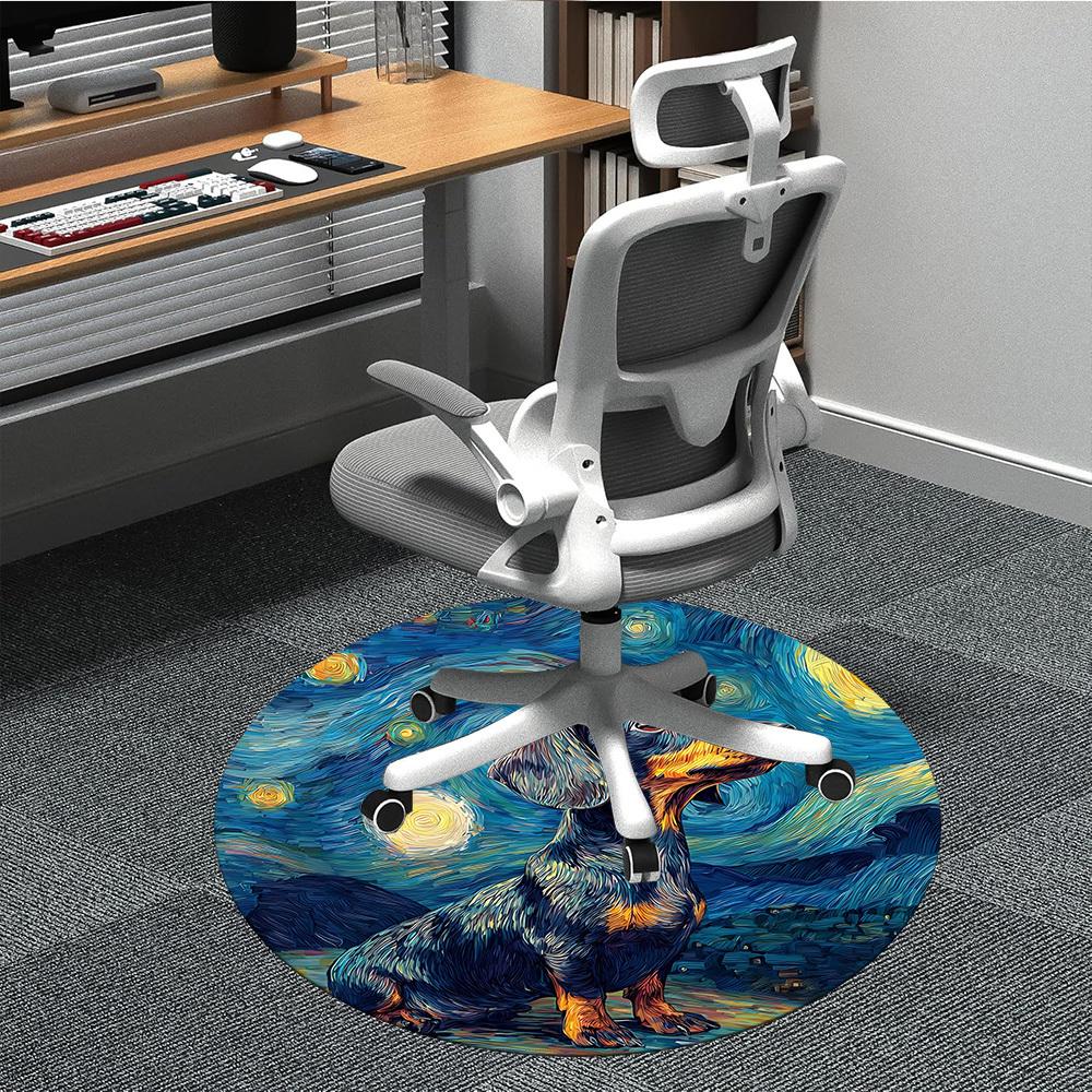 

1pc Dachshund Night Sky Chair Carpet for Office, Non-slip, Soft and Durable Office Rug, Perfect for Office yy260131033 80cm by 80cm