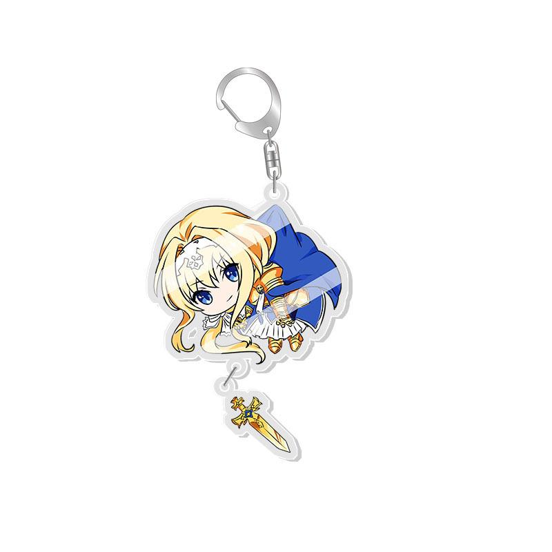 Sword Art Online Kirito Anime Keychain Yuuki Asuna Bag Tag Accessories Asada Shino Plastic Cartoon Keyring