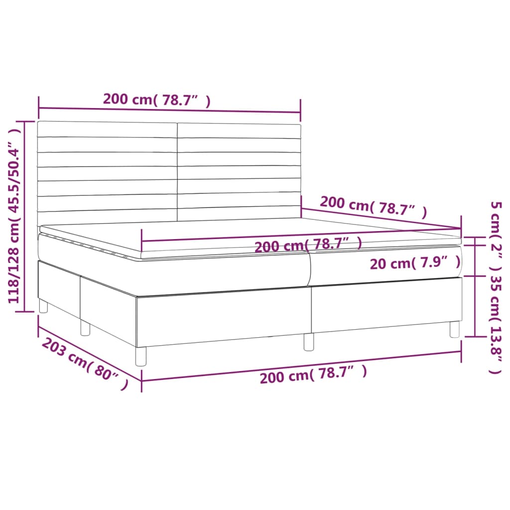 Box Spring Bed with Mattress Dark Gray 200x200 cm Fabric
