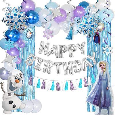 Frozen Birthday Decorations for Girls, Princess Birthday Balloon Party Set, Disney Elsa and Olaf, Children's Day Event Decoration Set