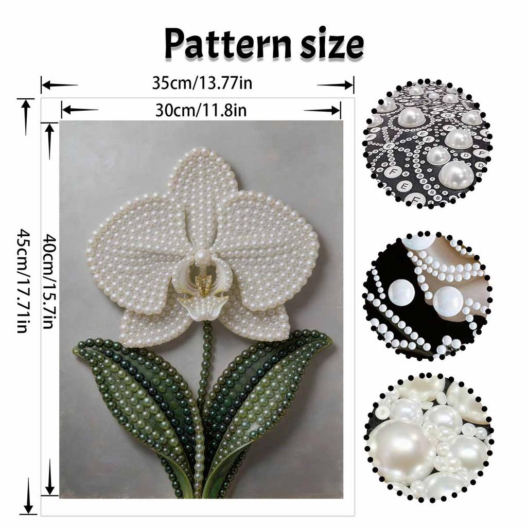 DIY 3D Pearl Diamond Painting Art Set White Orchid Flower Home Decor Art Set Wall Art