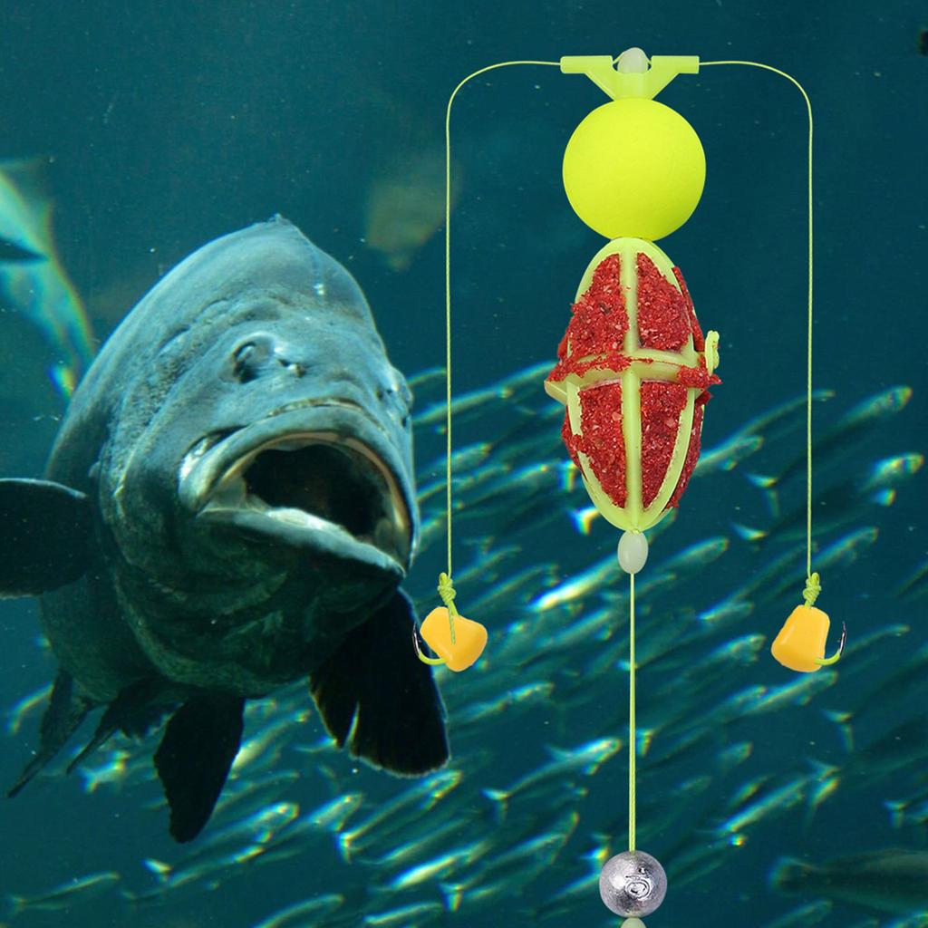 Uppgraderad Grön Karpfiskelina med Dubbelkrok Anti-bottenbetebur för att Fiska Silverkarp och Större Karp