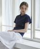 Belloel Crop Sleeve Logo T-Shirt Navy