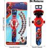 Kids Watch, Spiderman 24 Superhero Figures Projector Watch, Boys Glow In The Dark Toy Watch, Marvel Licensed Gift