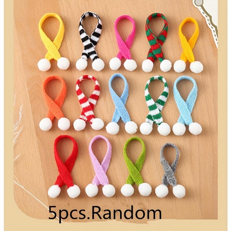 

5 шт. Красочные флисовые вязаные шарфы для аксессуаров для фигурок DIY - Мини-декоративные шарфы с резинками, в ассортименте полосатые