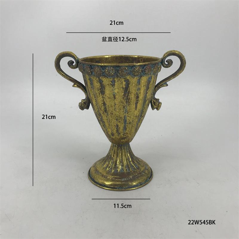 Classical Retro Iron High Footed Cup Flower Set Retro Vintage Metal Home Decoration Flowerpot European Wedding Vase Ornaments