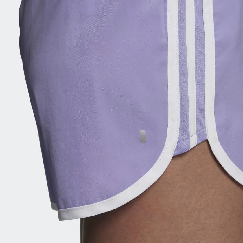 adidas Logo Print Mid-Rise Drawstring Sports Shorts Women Shorts Light-Purple HC1769