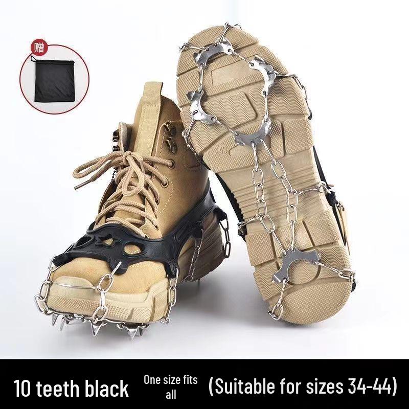 Crampones de Hielo de Acero Inoxidable de 8/10 Dientes para Exteriores: Cubiertas antideslizantes para raquetas de nieve para escalada y senderismo