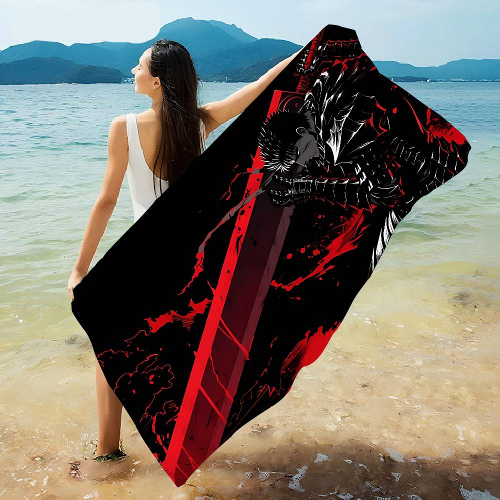 Berserk Guts Heißes Anime-Mikrofaser-Decke Schnelltrocknend Strandtücher Übergröße Druck Super Saugfähig Pooltuch Decke