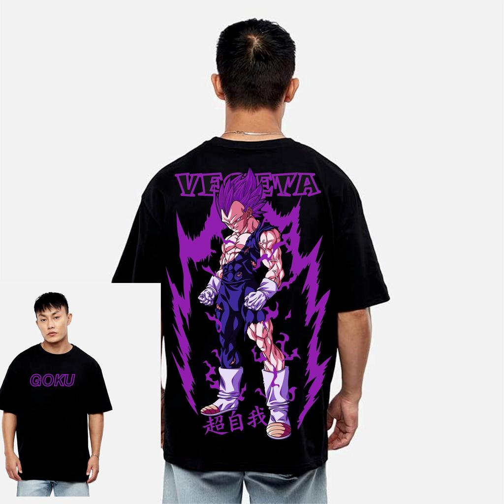 Dragon Ball TShirt Men Summer Vegeta Ultra Ego Purple Lightning Graphic Short Sleeve Streetwear Loose Fit Anime Fan Top