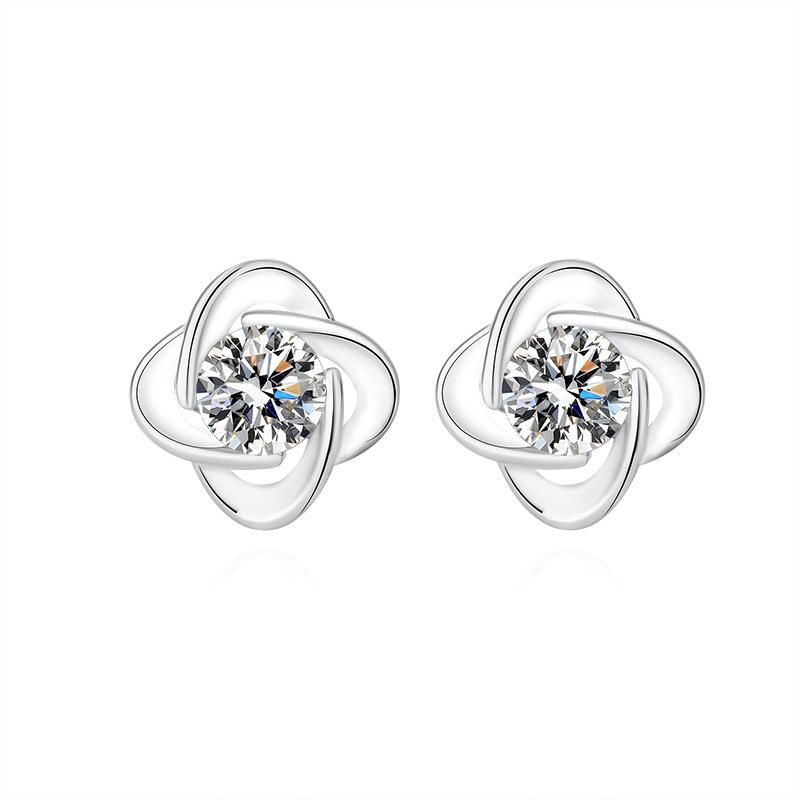 

[Lucky Four Leaf Clover Necklace Pendant Set Women Summer Couple Bracelet Cute Elegant Blue Zirconium Crystal Fine Jewelry]