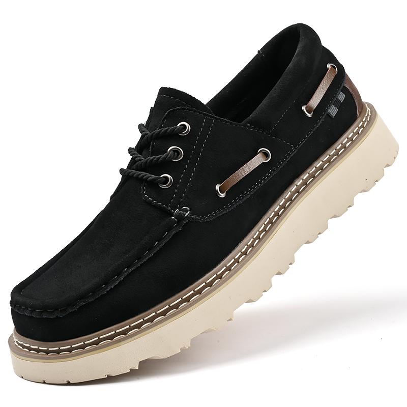 

Весна Новые Мужские Модные и Износостойкие Рабочие Ботинки Обувь с Большим Пальцем Бренд Мужские Удобные Повседневные Кожаные Ботинки на Толстой Подошве 46 чёрный