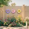 3 Pcs Spring Wildflower Wall Art 2D Wooden Flower Outdoor Hanging Wall Sculpture for Garden Patio Fence Home Wall Decor