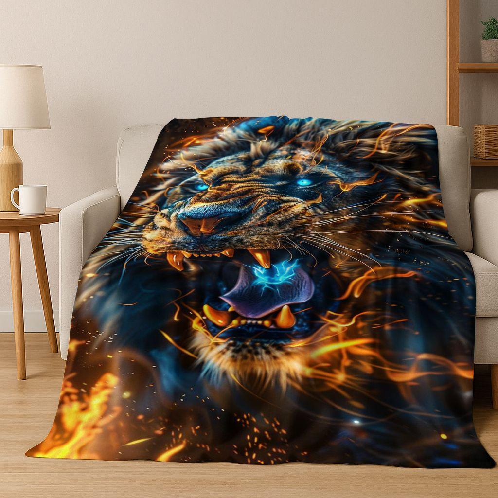 26 Style Wild Animal Lion Beast Cartoon Flannel Blanket,Warm Cozy Soft Throw Blanket for Home Bedroom Bed Sofa Picnic Cover Kids