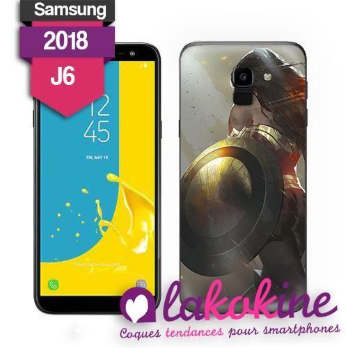 Coque Samsung Galaxie J6 2018 wonder woman Femme Hero DC Marvel Justice League