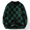 Checkered Sweater for Men's Autumn and Winter New Fashion Brand Jacquard Knitted Sweater with Half High Collar and Bottom Layer