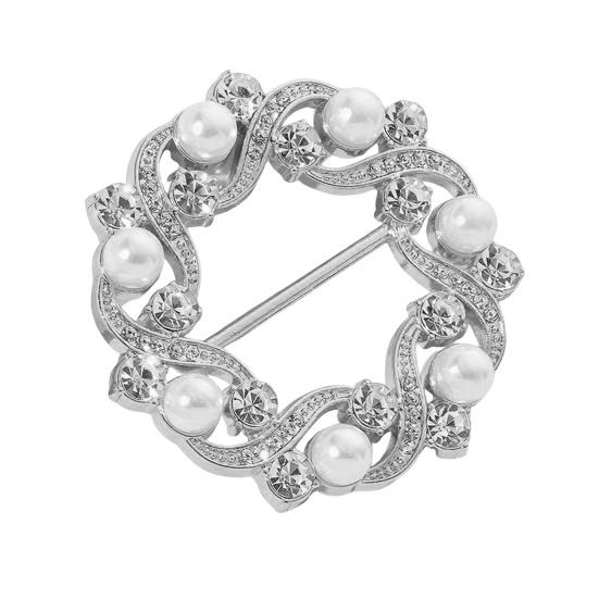 Rhinestone Scarf Ring Artificial Pearl Silk Scarf Clip Elegant Scarf Holder Ring for Women