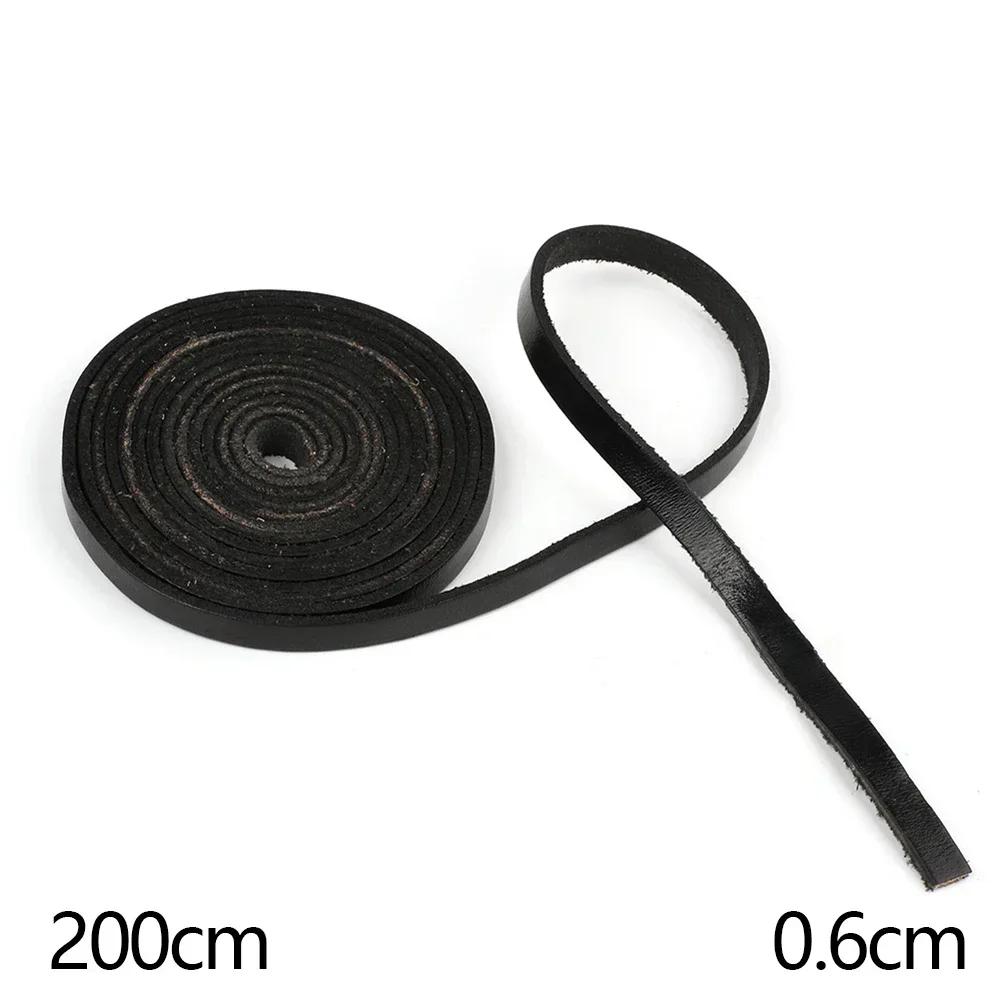 Universal 2Meters Single Sided Flat Cord Genuine Cow Leather Straps Strips DIY Clothing Making Bag Handles Belt Crafts Accessory