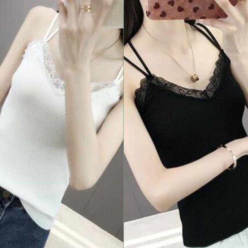 Modal Cotton Lace Trim V-Neck Camisole - Women's Versatile Spring & Autumn Top