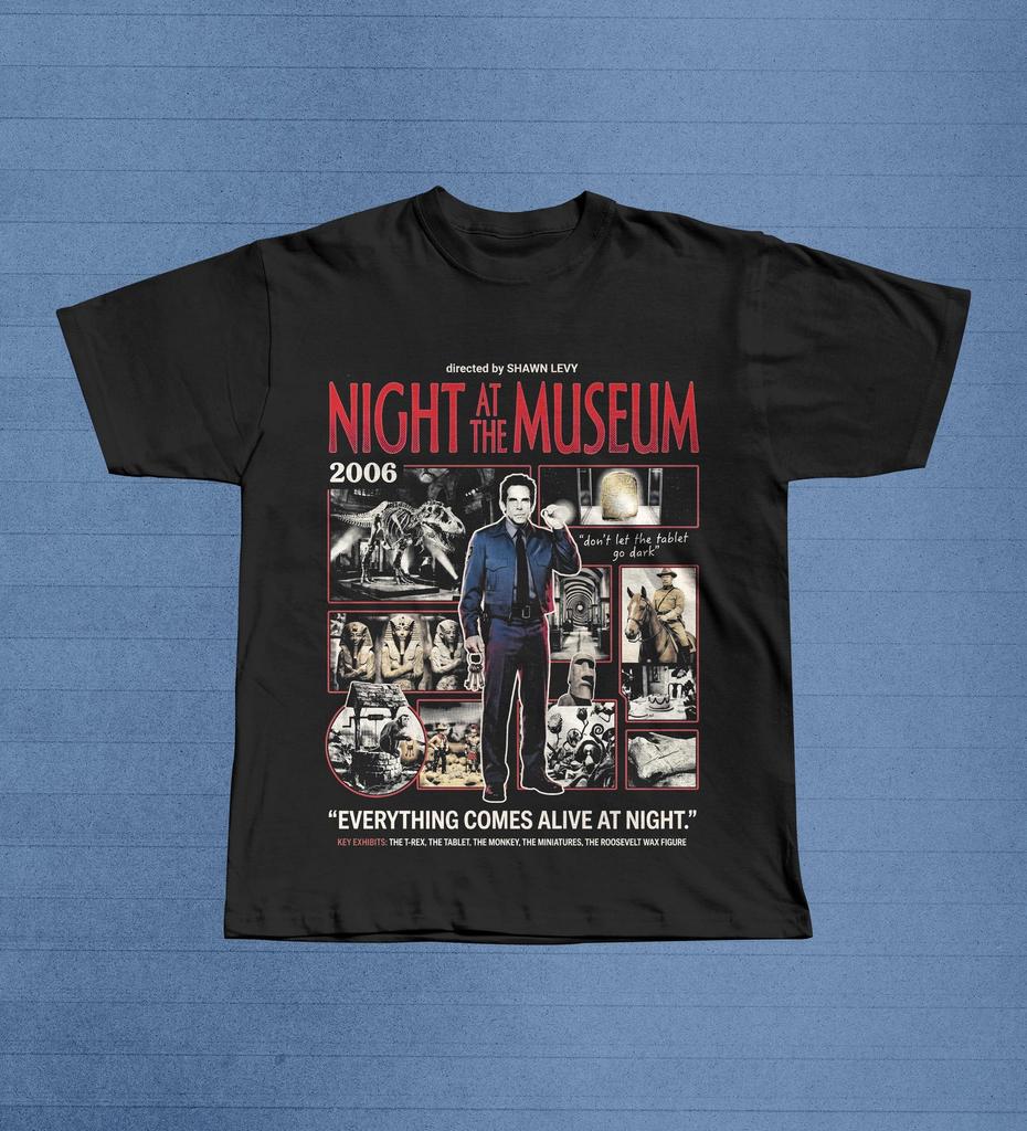 Night at the Museum 2006 Movie Graphic Tee, Larry Daley Exhibits T-Shirt