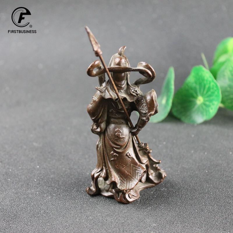 Antique Bronze Guan Gong Statue Ornament Pure Copper Buddha Figurines Miniatures Home Decoration Accessories Crafts Collections