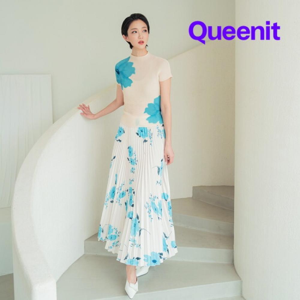 Plara Women Waterflower Pleats Blouse + Skirt Set