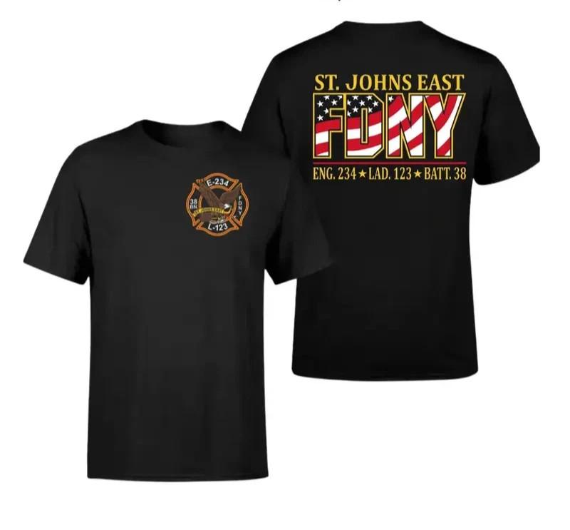 FDNY St. Johns East T-Shirt, Streetwear Firefighter Tee M