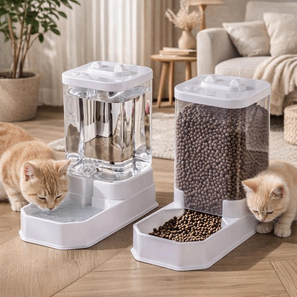 Detachable Automatic Cat Feeder Transparent Pet Feeding Drinking Set  Multi-Pet Household