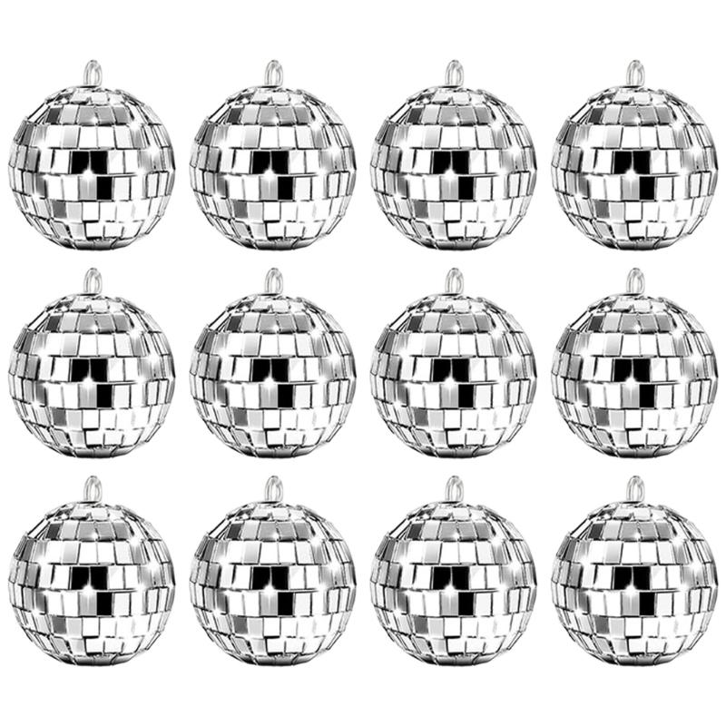 

12Pcs Glittering Disco Ball Decorations Suitable for Various Club Themes Christmas Tree Ornament 1