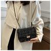 Women's Tweed Chain Small Square Bag Fashionable Single Shoulder Crossbody Bag Vintage Minimalist Handbag