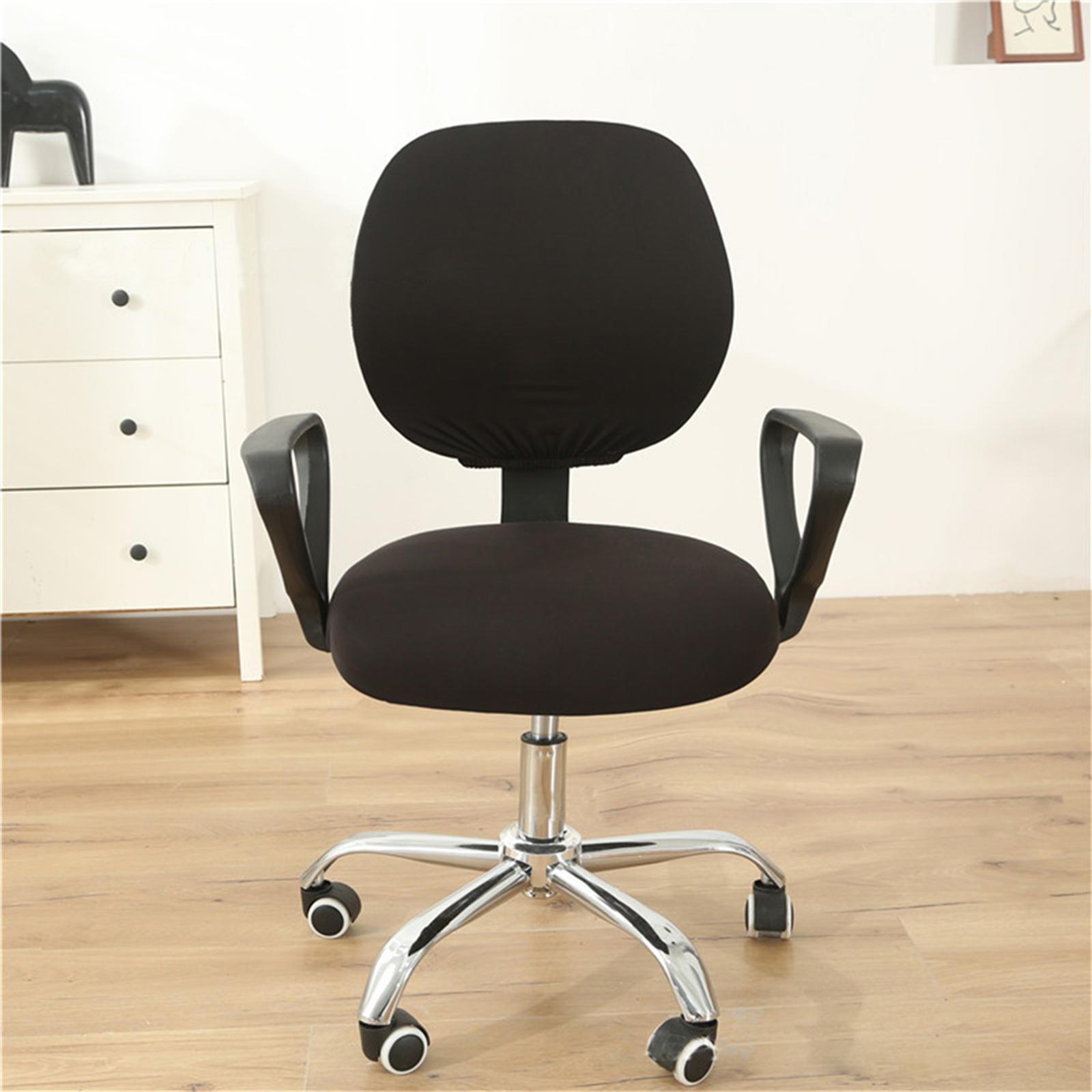 Office Chair Cover Stretchable Elastic Covers Backrest Coverings Cushion Protectors Desk Computer Chair Slipcover black#0