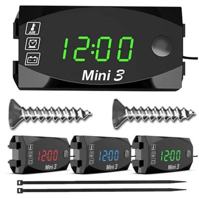 Motorcycle Voltmeter 3-IN-1 Electronic Clock LED IP67 Waterproof Dustproof Thermometer Digital Display Electronic Watch