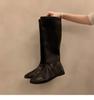 French niche long boots women's shoes 2025 new autumn and winter solid color thin but knee high knight boots