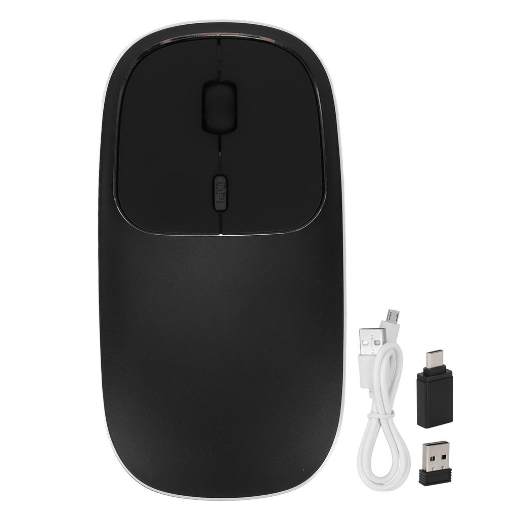 Wireless Mouse 2.4GHz Durable Portable Rechargeable Adjustable DPI Office Mouse with Type C Adapter for Home Travel