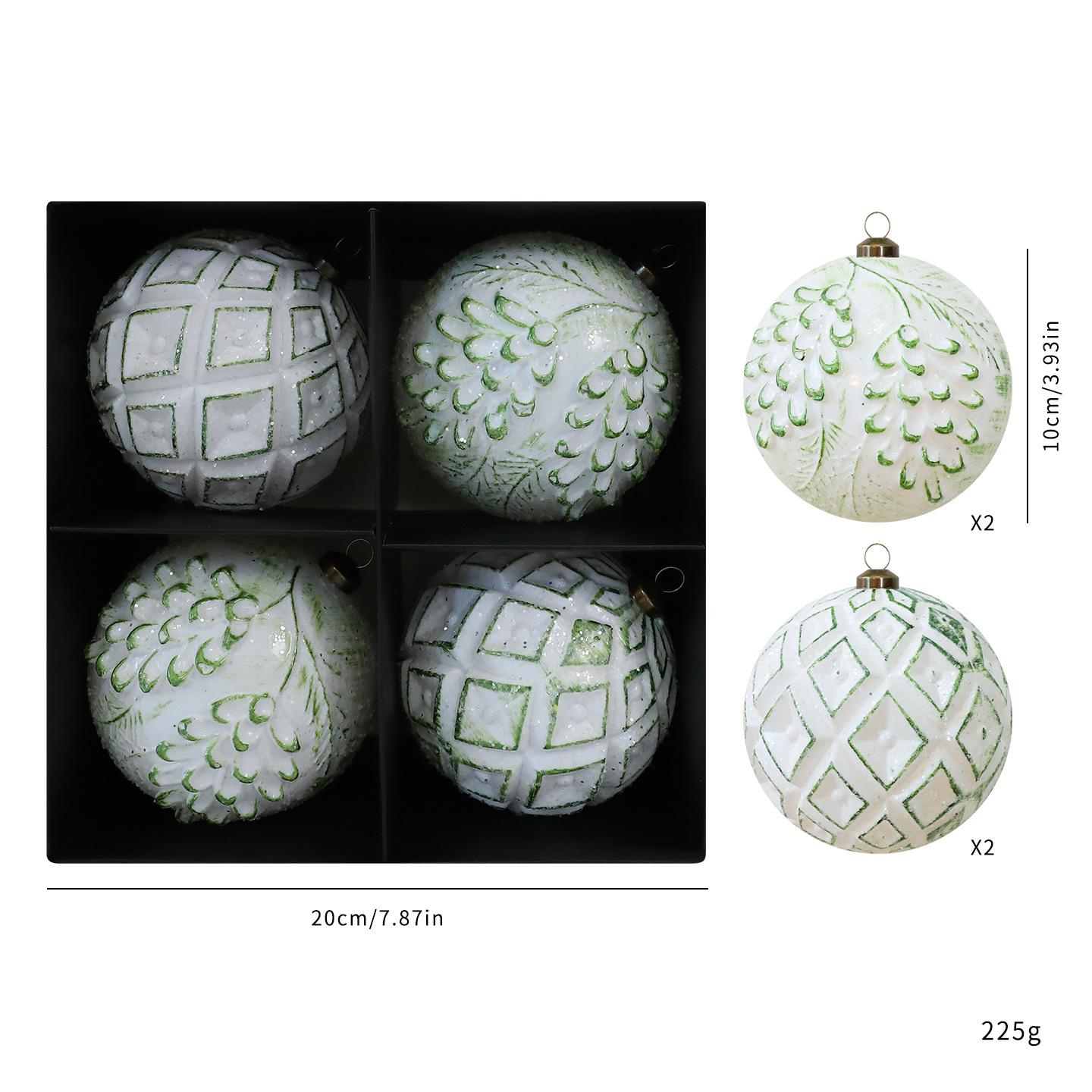 

4pcs 10cm White Gold Christmas Ball Ornament Matte Retro Light Luxury Hanging Pendant for Christmas Tree Decorations зелений