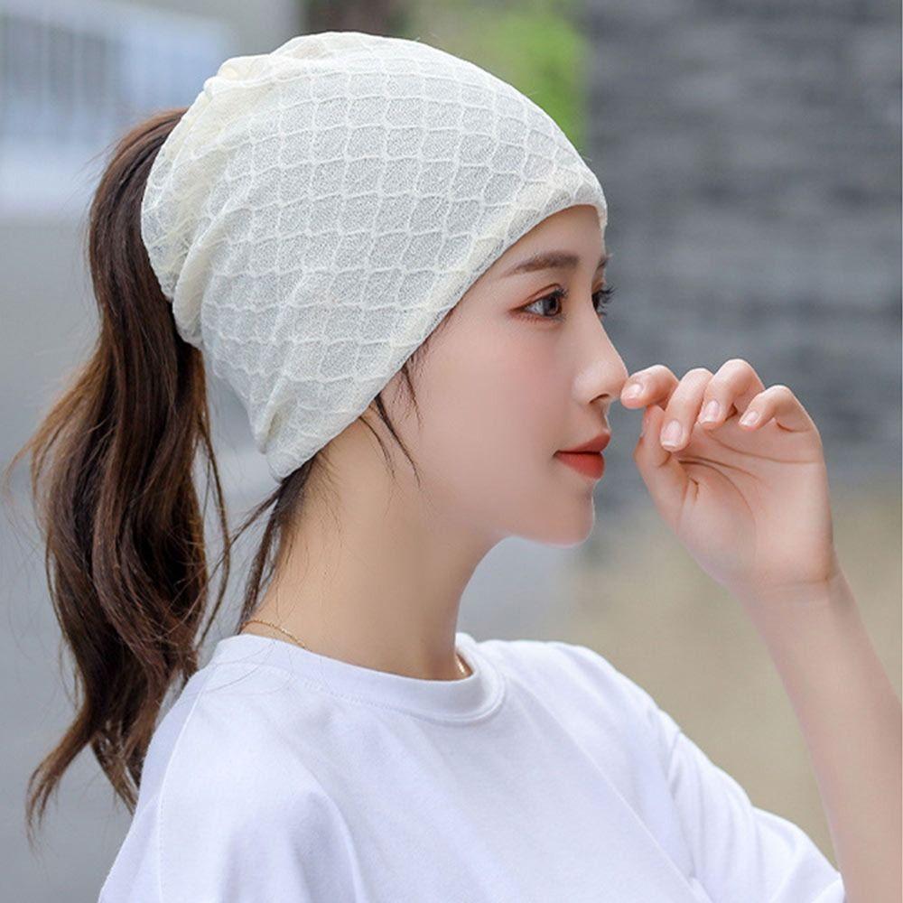 Breathable Beanies Hat Scarf Hip-pop Sun Cap Mesh Skullies Cap  Women