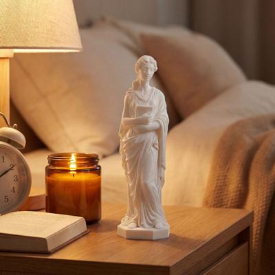 3D Printed Goddess Figurine Greek Mythology Holding Book Sculpture for Living Room Home Desk Shelf Decor