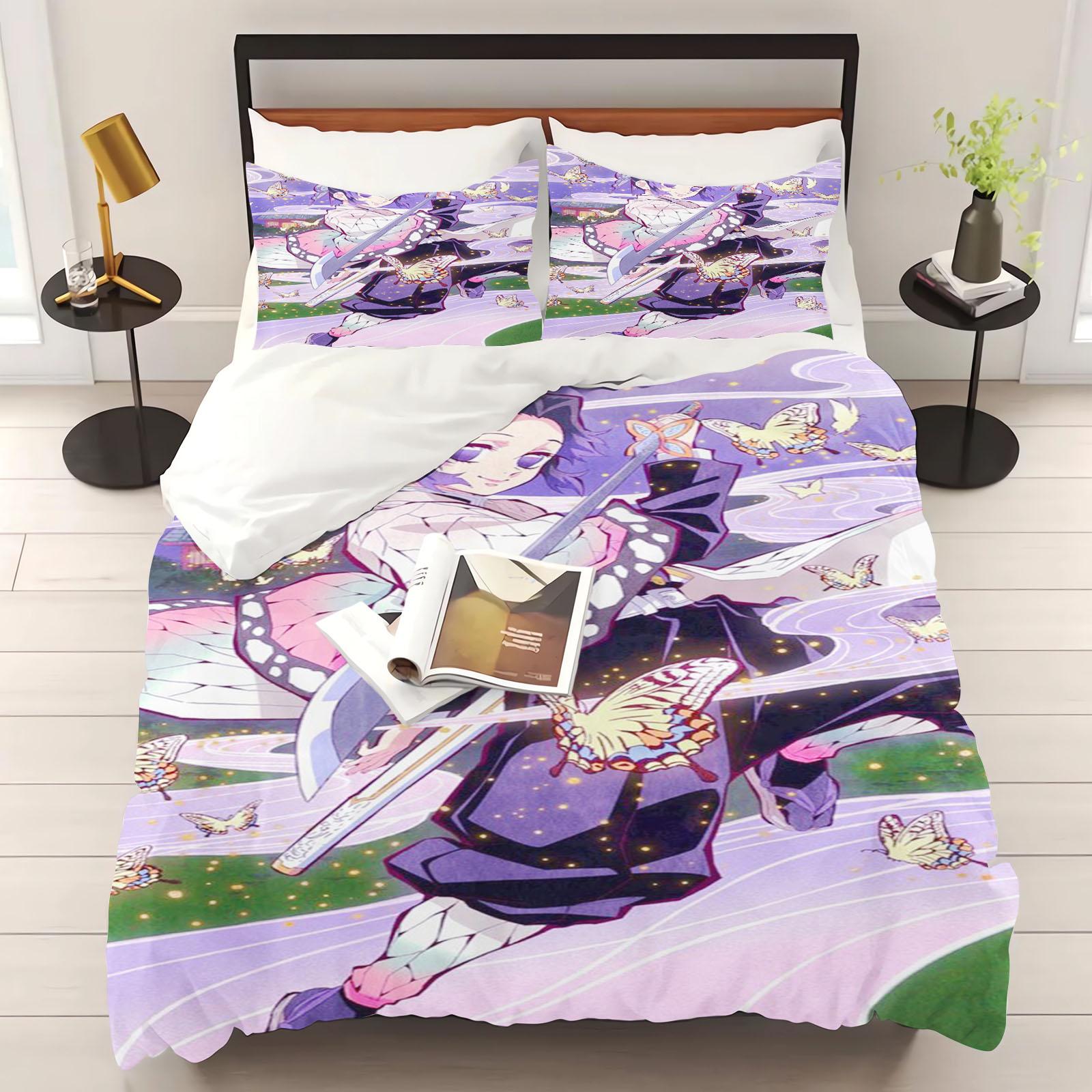 

Comforter Kochou Shinobu Anime Home Bedroom Comforte Nordic Polyester Material Suitable For Children And Adults 3-Piece Set Comforter (quilt)-EU Single(135*200cm)3pcs
