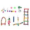 14Pcs Bird Toys Set Cage Swing Toys Chewing Training Toys with Ladder for Pet Parrots