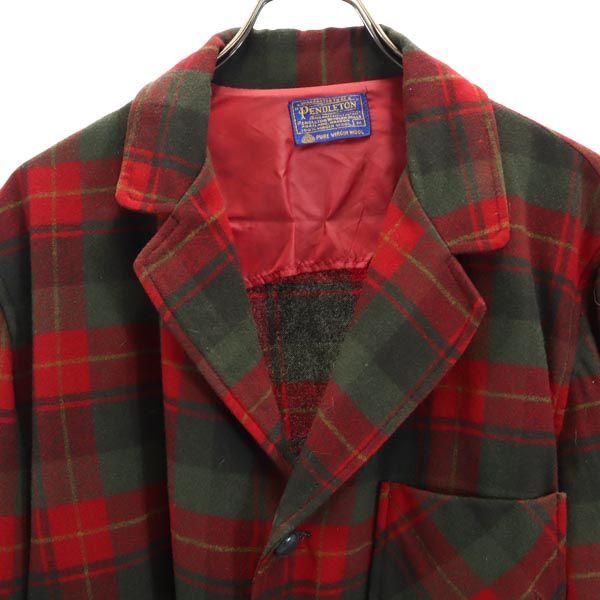 PENDLETON 60s 70s vintage check Long sleeve Wool jacket M Red series Men's Used