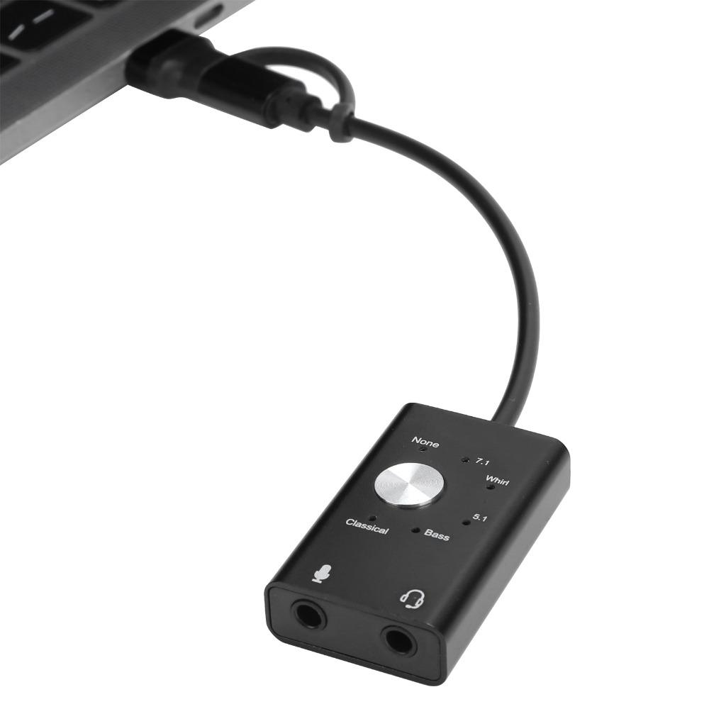 7.1/5.1 Surround Channel TypeC to Audio Sound Card USB Audio Adapter Desktop Computer