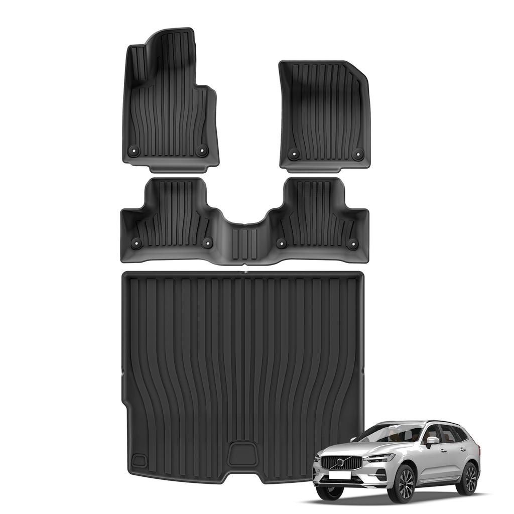 SMABEE for Volvo XC60 2018-2025 Fuel Car Floor Mats Trunk Pad Cargo Liner TPE 3D Foot Mat All Weather Black