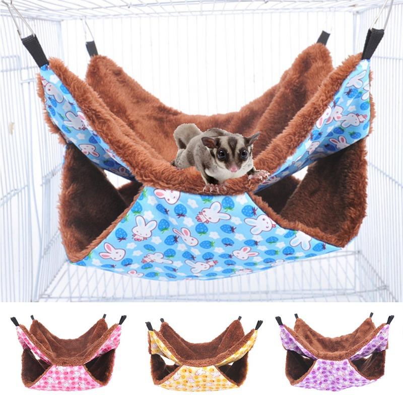 Hamster Hammock Double Layer Thick Plush Hanging Sleeping Bag Keep Warm Cotton Nest for Totoro Guinea Pig Pet Winter Supplies