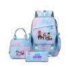 Kids Cartoon Print School Backpack Set Grades 3-4 Waterproof Oxford Fabric Ergonomic Shoulder Straps 3-Piece Travel Lunch