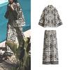 Viscose Blended Lapel Long Sleeves Loose Shirt 1283653 High Waist Drawstring Loose Pants 1283662
