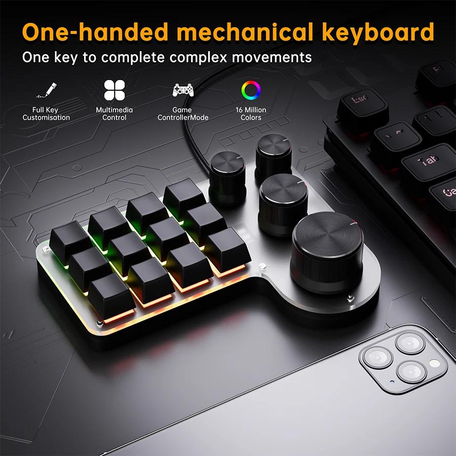 Programming Custom Macro Keyboard RGB Wired/Bluetooth/2.4G Optional 12 Keys 4 Knob For Gaming Keypad Mechanical Hotswap Macropad