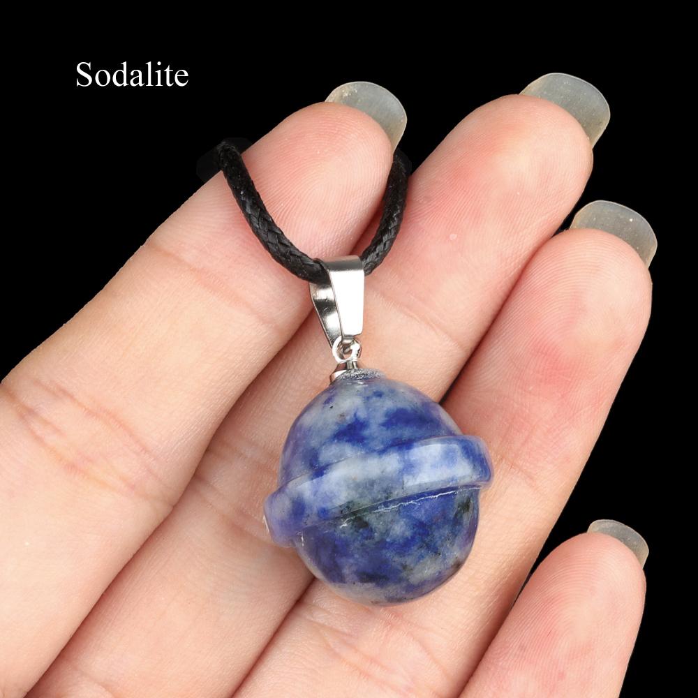 1 Stück Halskette mit Anhänger aus Natursteinkristall, Asteroiden-Edelstein, Charms mit Riemenkette, Halsketten für Frauen und Männer, Alltagsschmuck, Geschenke, 20 × 20 mm