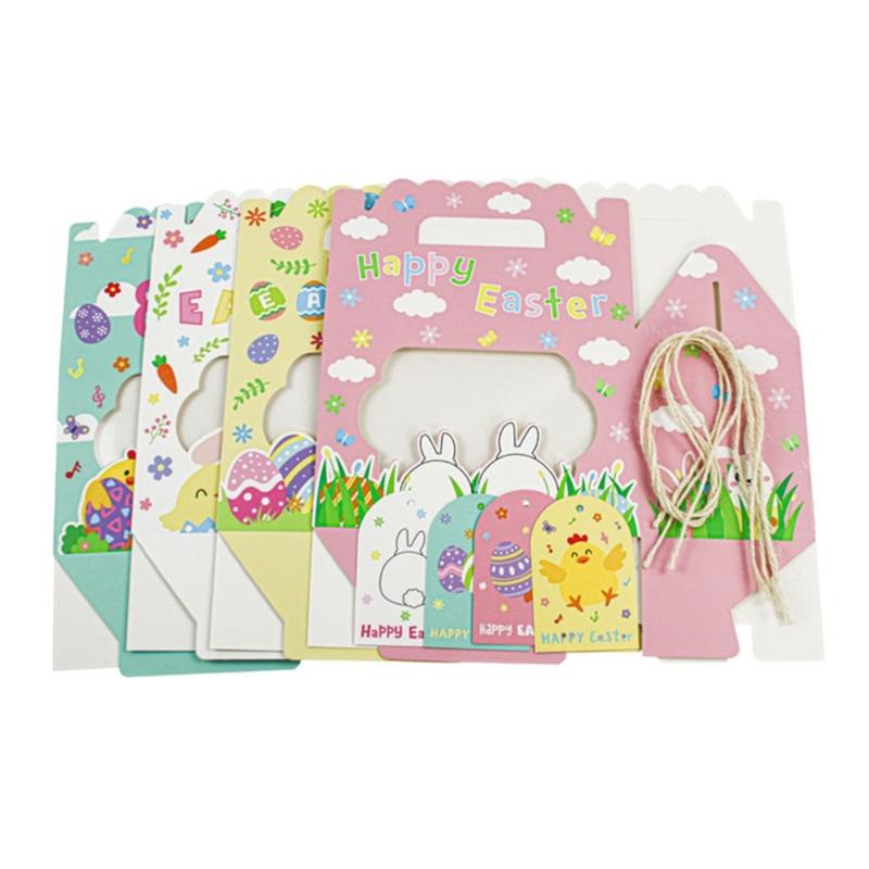 12Pcs Easter Themed Gift Packaging Boxes with Handles and Clear Window Candy Chocolate Holder Case for Holiday Supplies